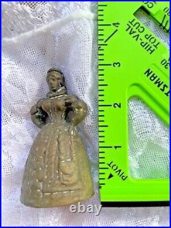 Brass Bronze Figurine Bell Brass Bronze Lady Bell with Feet Clappers 3 antique