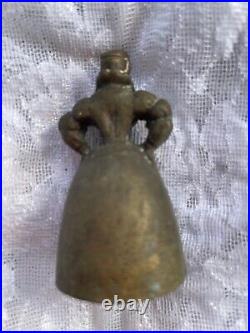 Brass Bronze Figurine Bell Brass Bronze Lady Bell with Feet Clappers 3 antique