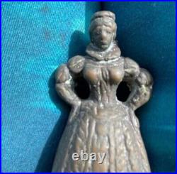 Brass Bronze Figurine Bell Brass Bronze Lady Bell with Feet Clappers 3 antique