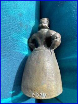 Brass Bronze Figurine Bell Brass Bronze Lady Bell with Feet Clappers 3 antique