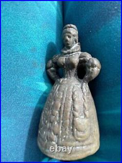 Brass Bronze Figurine Bell Brass Bronze Lady Bell with Feet Clappers 3 antique