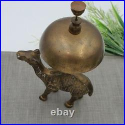 Brass Camel Bell Hotel Front Desk Counter Antique Figure Concierge Bellhop Video