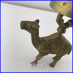 Brass Camel Push Bell Hotel Front Desk Counter Antique Figure Bellhop VTG Patia