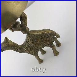 Brass Camel Push Bell Hotel Front Desk Counter Antique Figure Bellhop VTG Patia