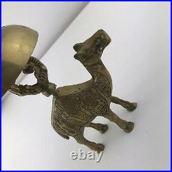 Brass Camel Push Bell Hotel Front Desk Counter Antique Figure Bellhop VTG Patia