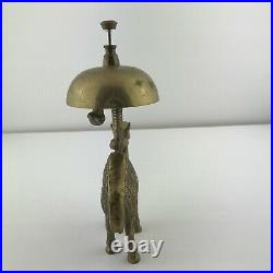 Brass Camel Push Bell Hotel Front Desk Counter Antique Figure Bellhop VTG Patia