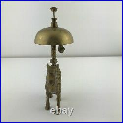 Brass Camel Push Bell Hotel Front Desk Counter Antique Figure Bellhop VTG Patia