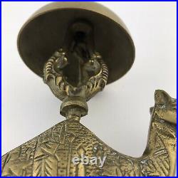 Brass Camel Push Bell Hotel Front Desk Counter Antique Figure Bellhop VTG Patia