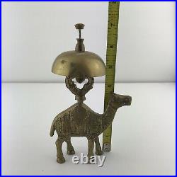 Brass Camel Push Bell Hotel Front Desk Counter Antique Figure Bellhop VTG Patia