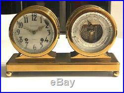 Brass Chelsea Ship's Bell Clock & Barometer Desktop All Brass Vintage