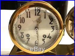 Brass Chelsea Ship's Bell Clock & Barometer Desktop All Brass Vintage