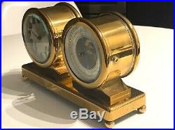 Brass Chelsea Ship's Bell Clock & Barometer Desktop All Brass Vintage
