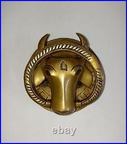 Brass Cow Face Front Door Ring Bell Round Base Bull Home Door Knocker Dec AJ270
