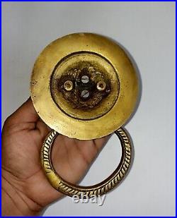 Brass Cow Face Front Door Ring Bell Round Base Bull Home Door Knocker Dec AJ270