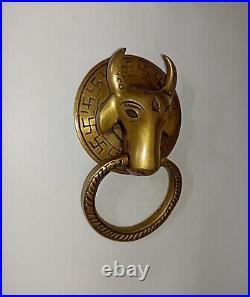 Brass Cow Face Front Door Ring Bell Round Base Bull Home Door Knocker Dec AJ270