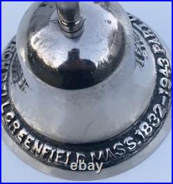 Brass Crome Church/School Hand Bell Greenfield Mass 1832-1943-2nd Congressional