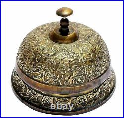 Brass Floral Counter Bell Ornate Desk Bell Table Bells Call Bell Reception Bell