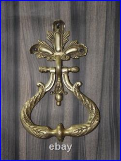 Brass Flower Door Knocker Peacock Wing Design Engraving Door Bell Ring Dec GTX