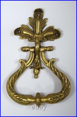 Brass Flower Door Knocker Peacock Wing Design Engraving Door Bell Ring Dec GTX