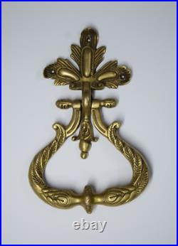 Brass Flower Door Knocker Peacock Wing Design Engraving Door Bell Ring Dec GTX