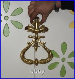 Brass Flower Door Knocker Peacock Wing Design Engraving Door Bell Ring Dec GTX