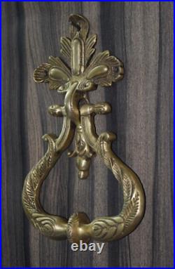 Brass Flower Door Knocker Peacock Wing Design Engraving Door Bell Ring Dec GTX