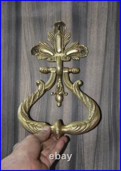 Brass Flower Door Knocker Peacock Wing Design Engraving Door Bell Ring Dec GTX