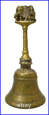 Brass Hand Bell Temple Bell Garuda Sculpture Top Vintage Old Collectible