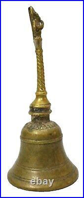 Brass Hand Bell Temple Bell Garuda Sculpture Top Vintage Old Collectible