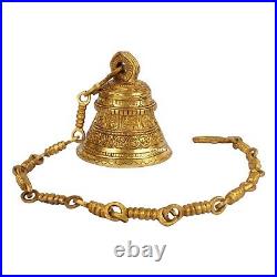 Brass Hanging Bell God Lord Vishnu Dashavatar Engraved Temple Bell Height 24'
