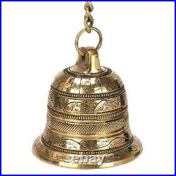 Brass Hanging Bell Solid Bell with Deep Sound Antique Style Home Temple Decor