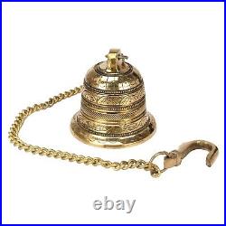 Brass Hanging Bell Solid Bell with Deep Sound Antique Style Home Temple Decor