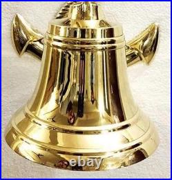 Brass Nautical Ship Bell with Anchor Vintage Style Wall Hanging