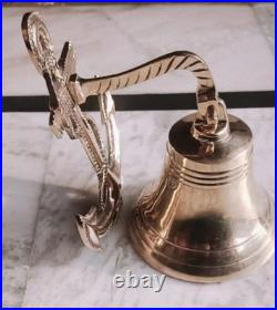 Brass Nautical Ship Bell with Anchor Vintage Style Wall Hanging