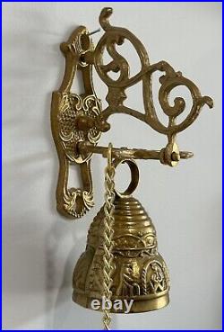 Brass Ornate Bell Vintage Reproduction of a Monastery Bell Wall Mounted