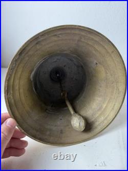 Brass School Bell Turned Wood Handle Bell HUGE 8 Diameter 16 Tall Over 5lbs