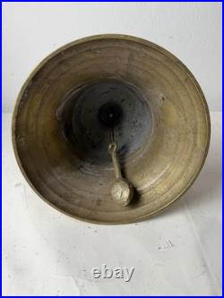 Brass School Bell Turned Wood Handle Bell HUGE 8 Diameter 16 Tall Over 5lbs