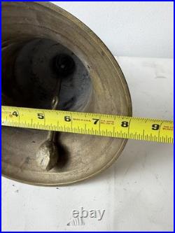 Brass School Bell Turned Wood Handle Bell HUGE 8 Diameter 16 Tall Over 5lbs