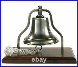 Brass Ship's Purser's Bell Bronze Antiqued Finish 9.5 Nautical Tabletop Decor