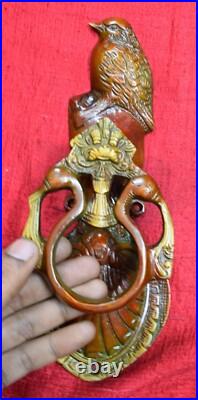 Brass Sparrow Door Bell Ring Sitting Fowl Bird Design Handmade Knocker RU56