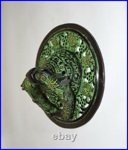 Brass Tibetan Door Bell Nepali Calendar Engraving Round Door Knocker GTX