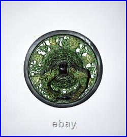 Brass Tibetan Door Bell Nepali Calendar Engraving Round Door Knocker GTX