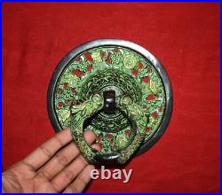 Brass Tibetan Door Bell Nepali Calendar Engraving Round Door Knocker GTX