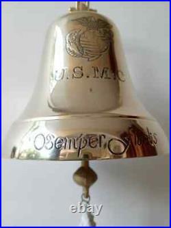Brass USMC Ship Bell Wall Mount Nautical Maritime Hanging Home Décor Door Bell
