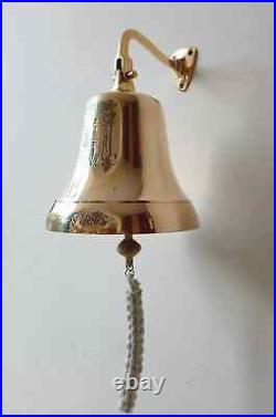 Brass USMC Ship Bell Wall Mount Nautical Maritime Hanging Home Décor Door Bell
