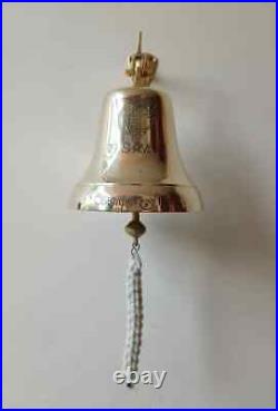 Brass USMC Ship Bell Wall Mount Nautical Maritime Hanging Home Décor Door Bell