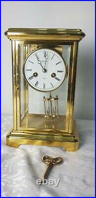 Brass Vintage Four Glass Rapport London Double Bell strike Mantle Clock