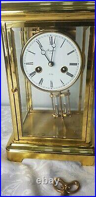 Brass Vintage Four Glass Rapport London Double Bell strike Mantle Clock