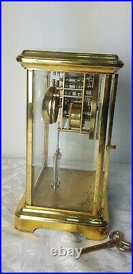 Brass Vintage Four Glass Rapport London Double Bell strike Mantle Clock