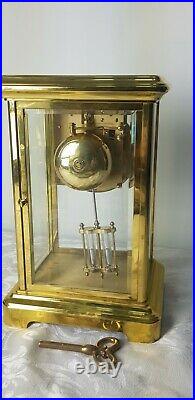 Brass Vintage Four Glass Rapport London Double Bell strike Mantle Clock